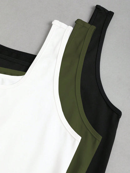 Sweetra Plus Size Women Summer Short Square Neck Pleated Casual Tank Top