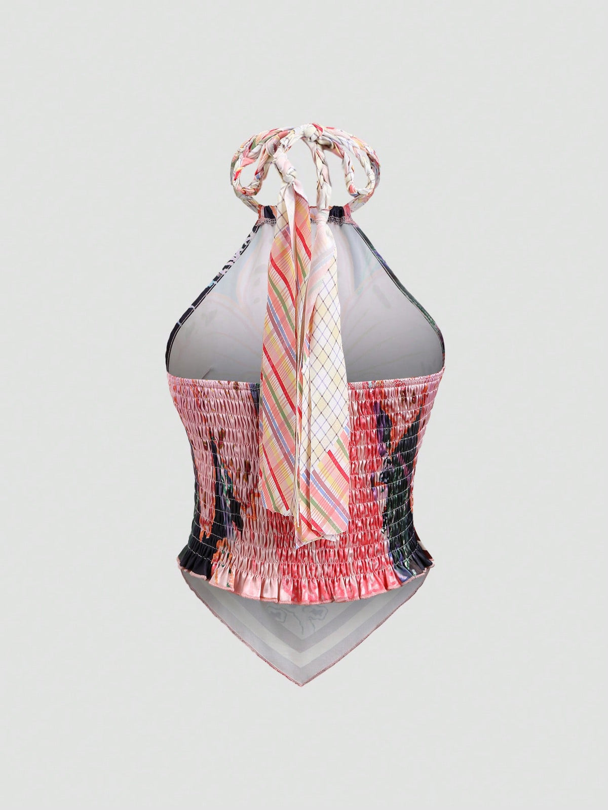 Sweetra Reversible Crochet Spaghetti Strap Sleeveless Printed Backless Tank Top, Suitable For Beach And Summer Vacation