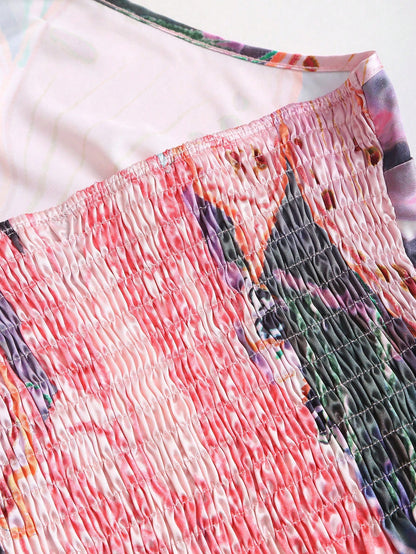 Sweetra Reversible Crochet Spaghetti Strap Sleeveless Printed Backless Tank Top, Suitable For Beach And Summer Vacation