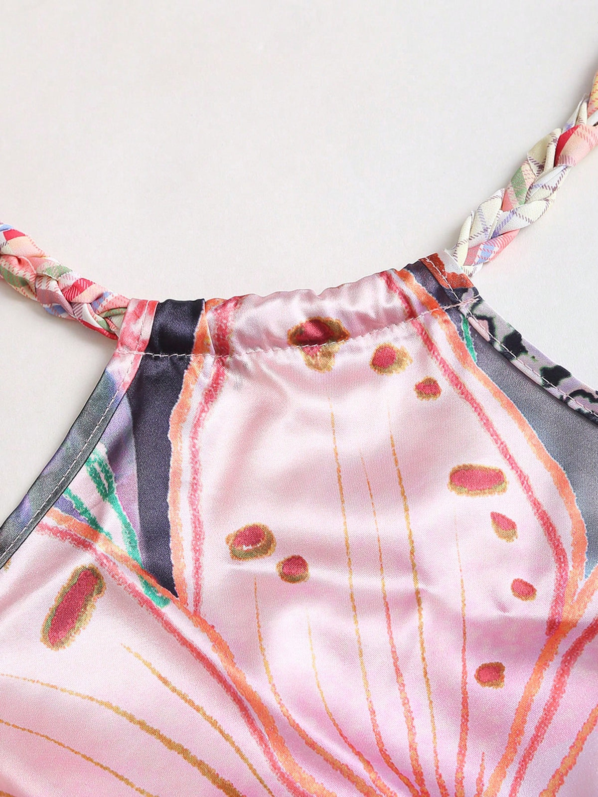 Sweetra Reversible Crochet Spaghetti Strap Sleeveless Printed Backless Tank Top, Suitable For Beach And Summer Vacation