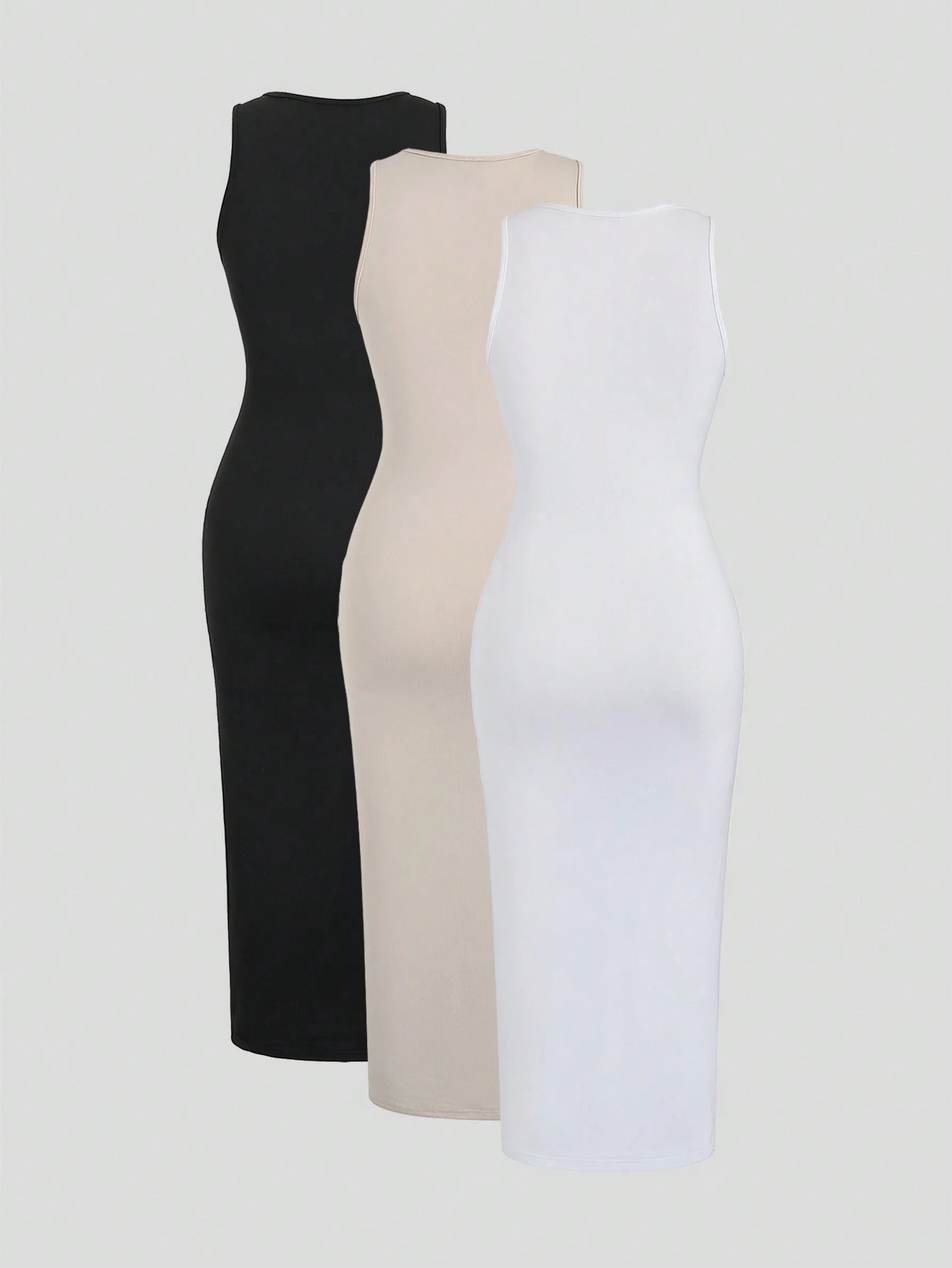 Sweetra Slim Fit Sleeveless Ruched Vest Dress Set Maxi Women Outfit