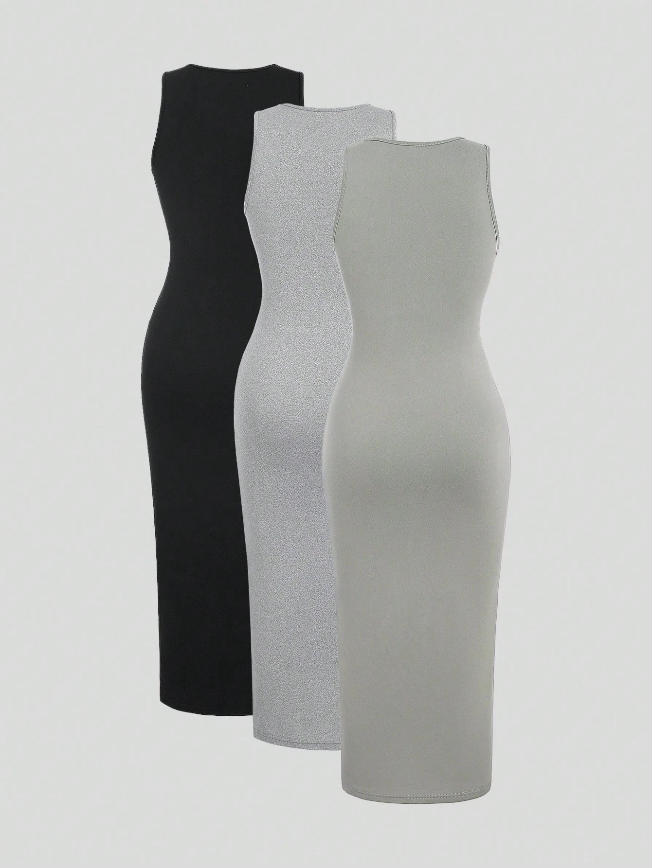 Sweetra Slim Fit Sleeveless Ruched Vest Dress Set Maxi Women Outfit
