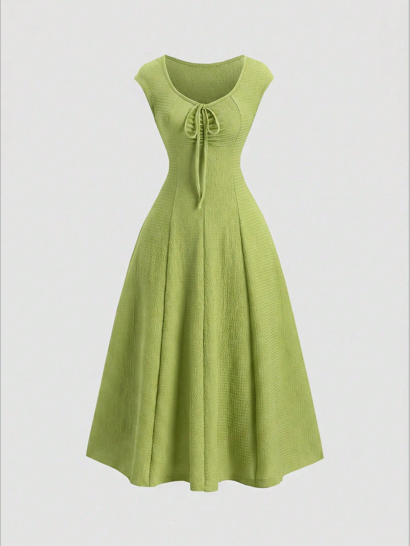 Sweetra Solid Color Cinched Waist Fitted Knit Maxi Dress, European And American Style