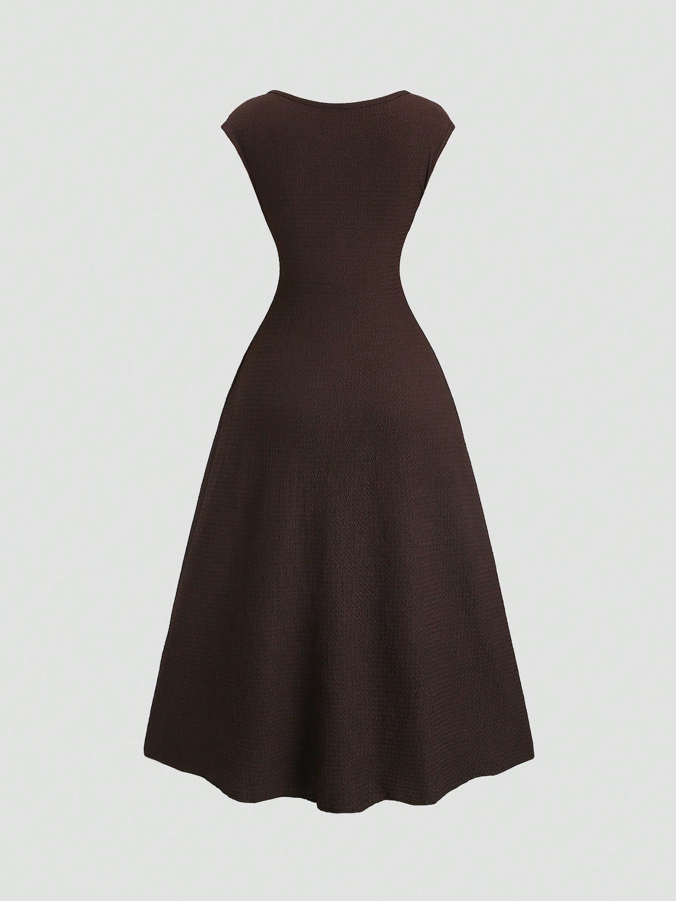 Sweetra Solid Color Cinched Waist Fitted Knit Maxi Dress, European And American Style