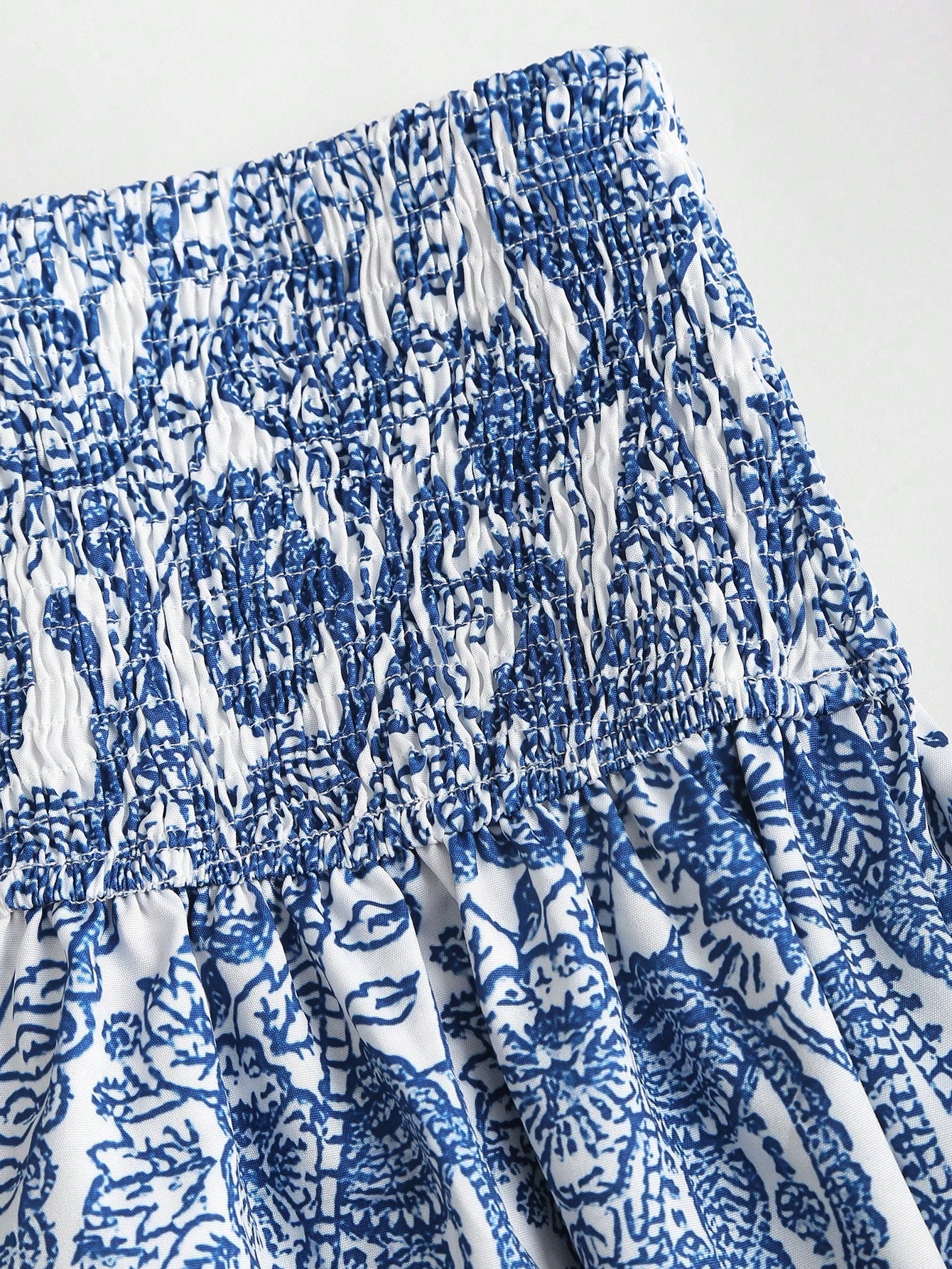 Sweetra Spring/Summer Casual Cashew Flower Pattern High Waist Pleated Ruffles Hem Short Skirt For Women
