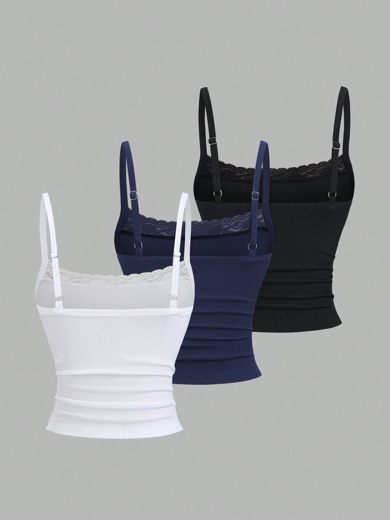 Sweetra Sweet Hot Girl Cute Sweet Elegant Music Festival Vacation Casual All-Match Daily Date Versatile Work School Inner Wear Tight Fit White Pink Black Lace Camisole Tank Top Short Backless Top