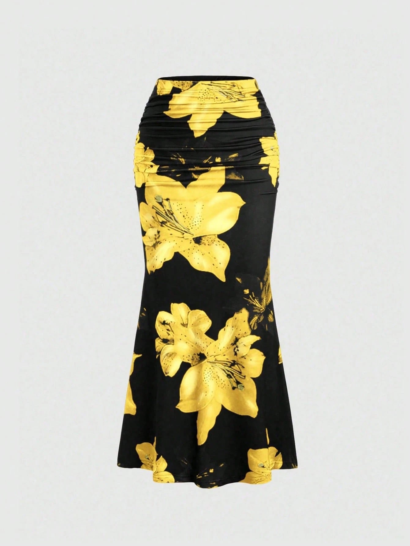 Sweetra Women's All-Over Floral Print Pleated A-Line Skirt, Casual Vacation Maxi Skirt Fall Cloth For Women