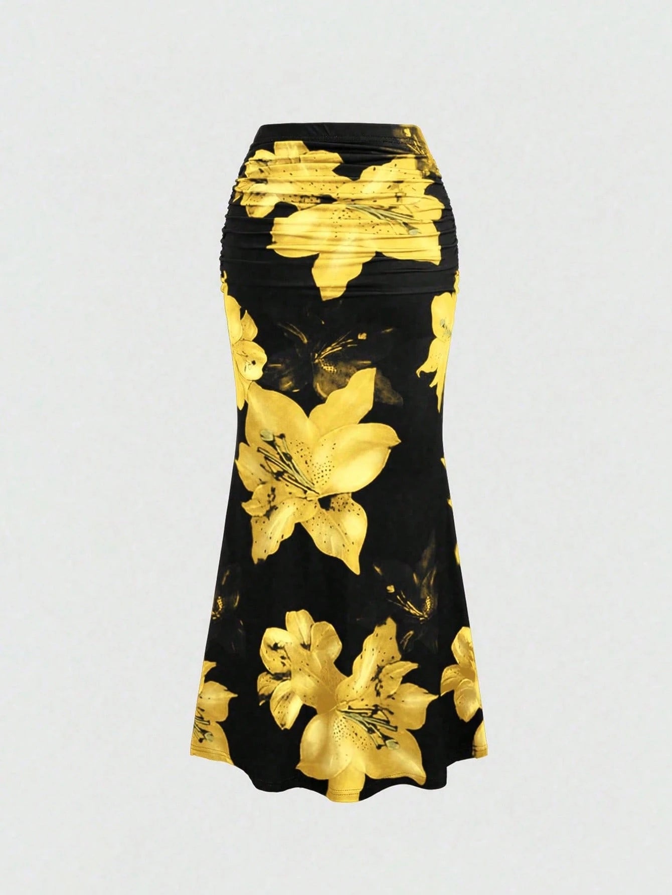 Sweetra Women's All-Over Floral Print Pleated A-Line Skirt, Casual Vacation Maxi Skirt Fall Cloth For Women