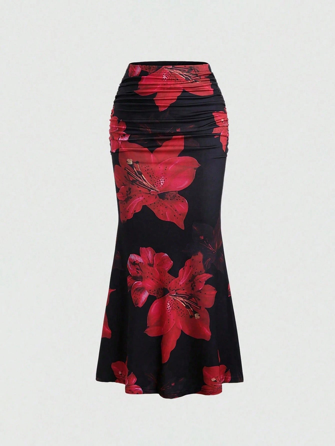 Sweetra Women's All-Over Floral Print Pleated A-Line Skirt, Casual Vacation Maxi Skirt Fall Cloth For Women