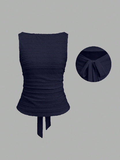 Sweetra Women's Casual Solid Color Backless Camisole For Summer