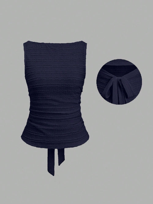 Sweetra Women's Casual Solid Color Backless Camisole For Summer