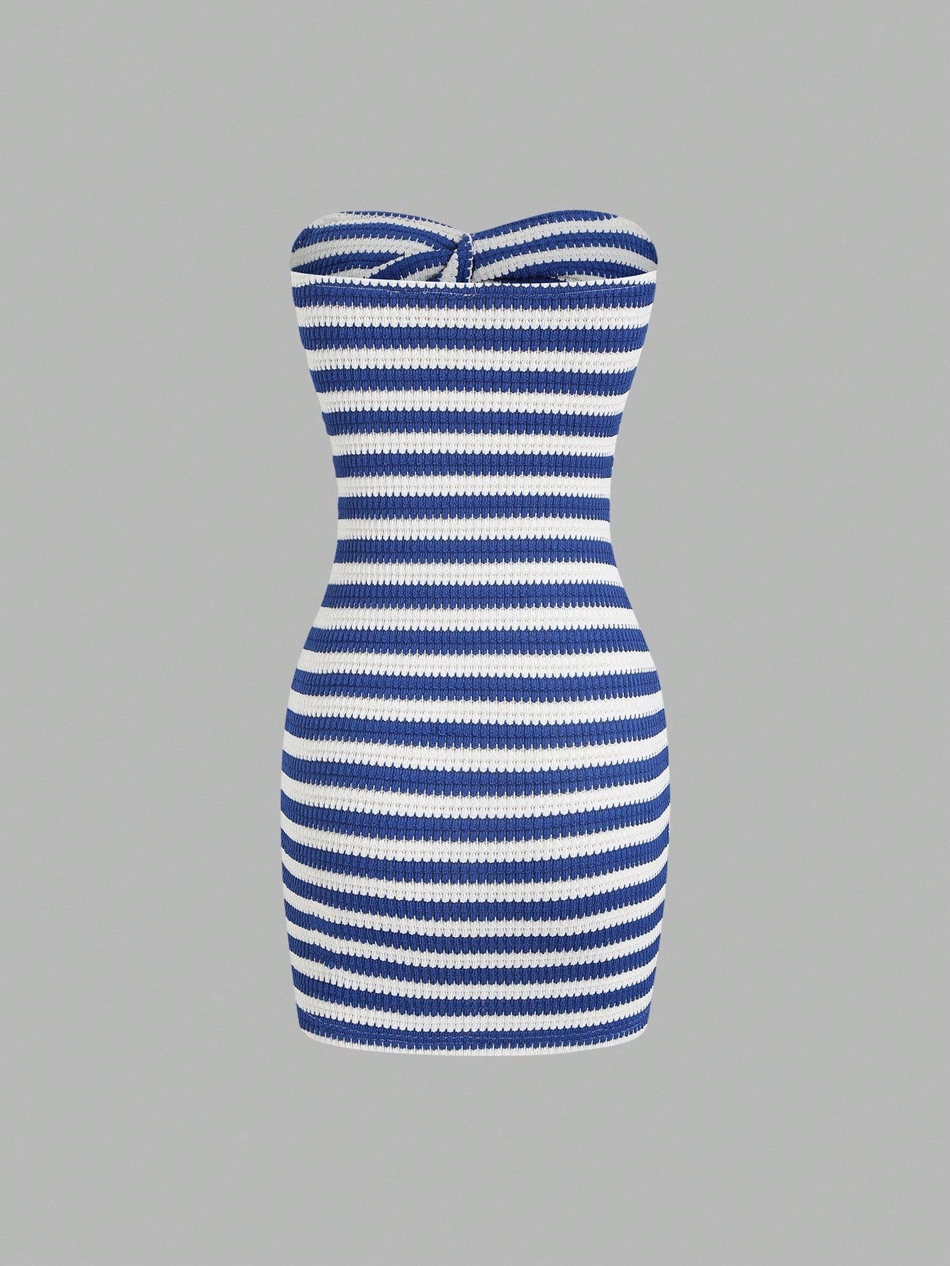 Sweetra Women's Contrast Stripe Backless Knit Tube Top Bodycon Mini Dress, Summer