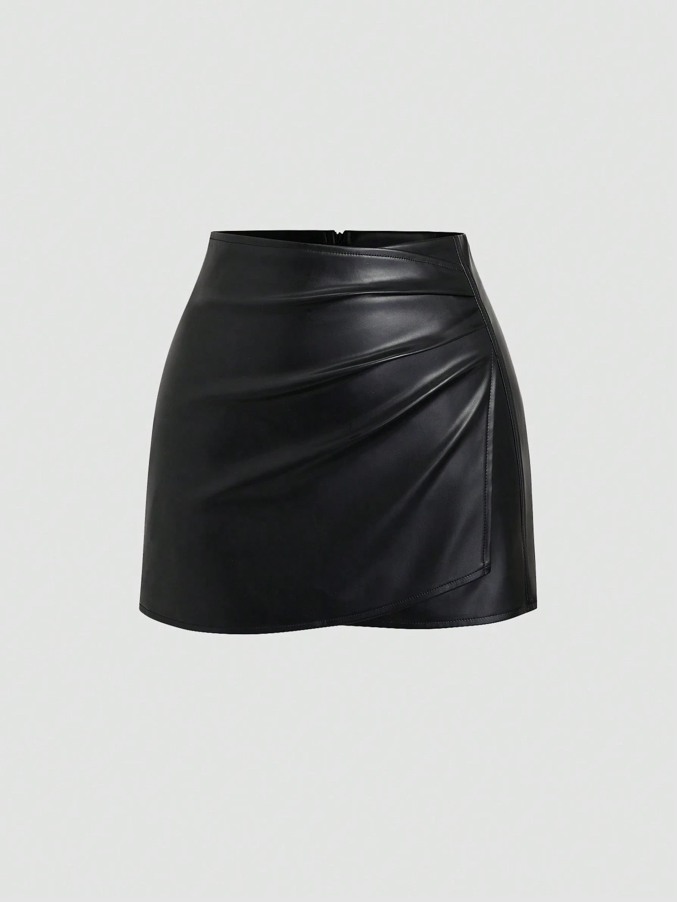 Sweetra Women's Retro American Style Sexy Bodycon Mini Skirt,Pu Leather,Solid Black,All Seasons
