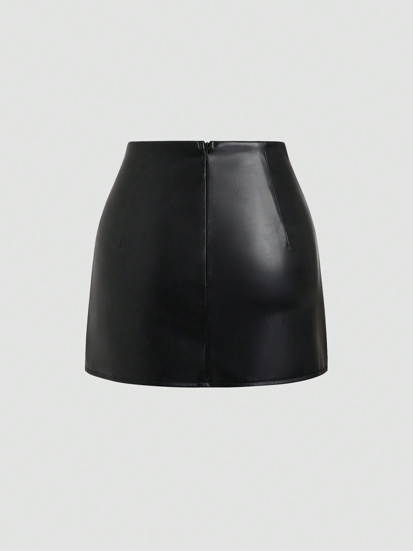 Sweetra Women's Retro American Style Sexy Bodycon Mini Skirt,Pu Leather,Solid Black,All Seasons