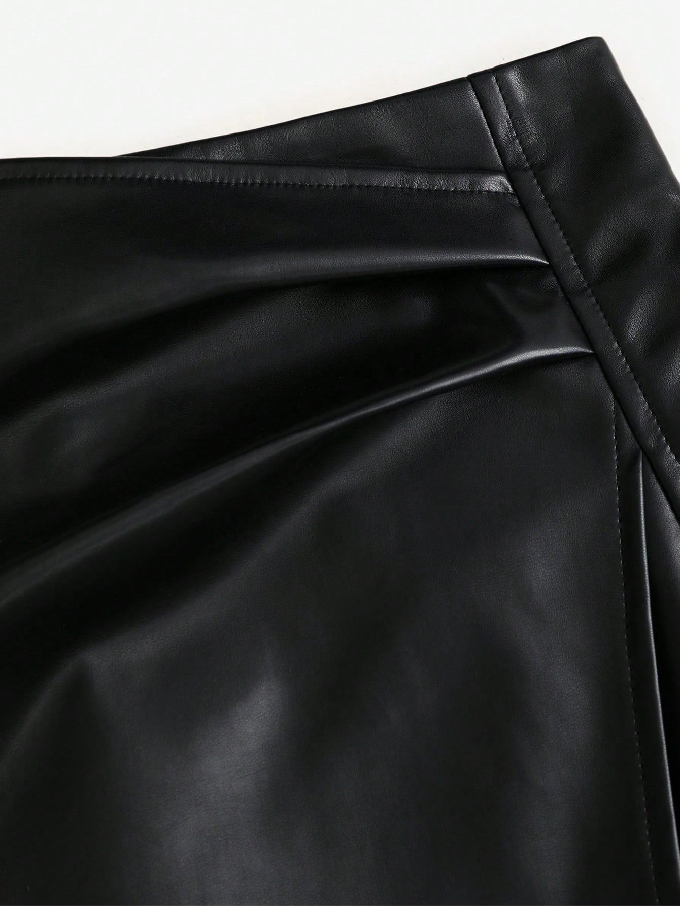 Sweetra Women's Retro American Style Sexy Bodycon Mini Skirt,Pu Leather,Solid Black,All Seasons