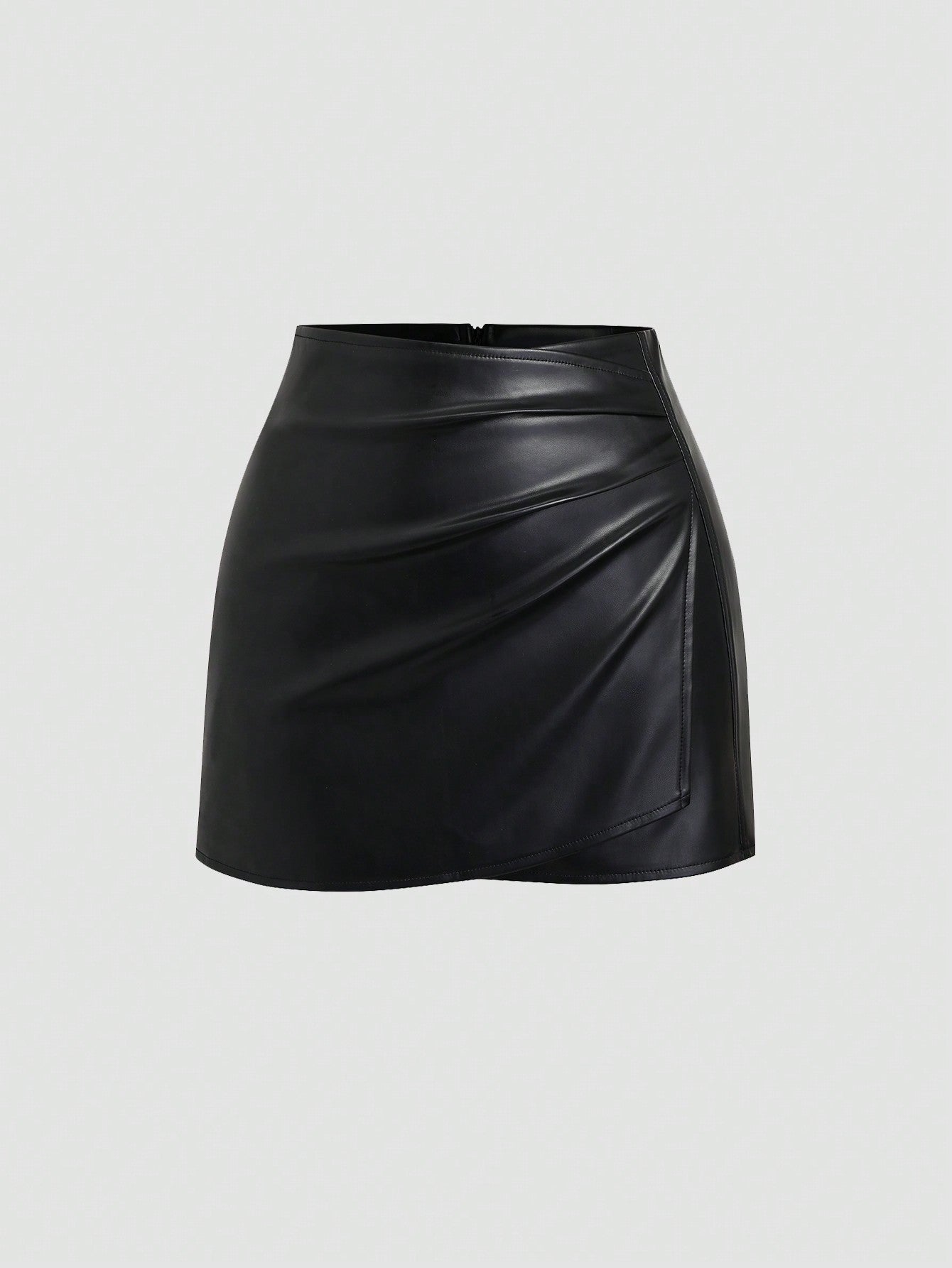 Sweetra Women's Retro American Style Sexy Bodycon Mini Skirt,Pu Leather,Solid Black,All Seasons