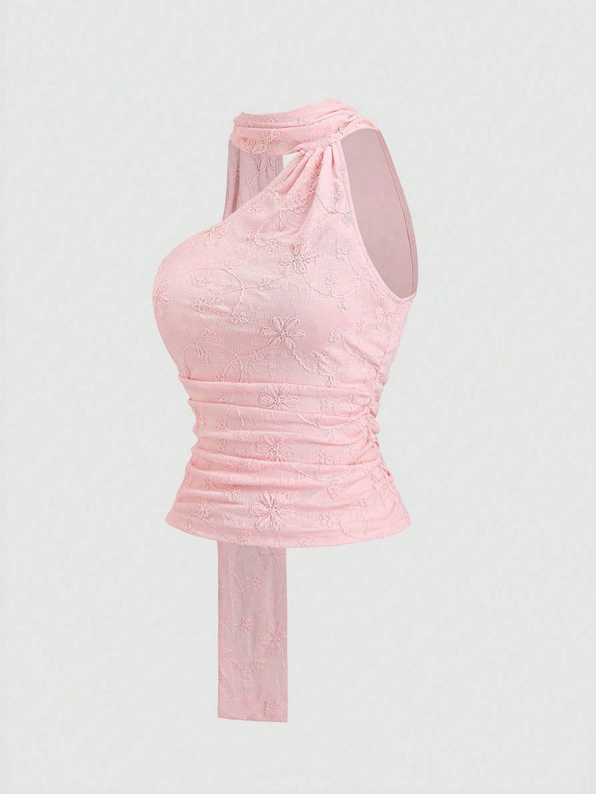 Sweetra Women's Romantic Pink Chiffon Halter Neck Backless Halter Top, Soft And Breezy Summer Beach