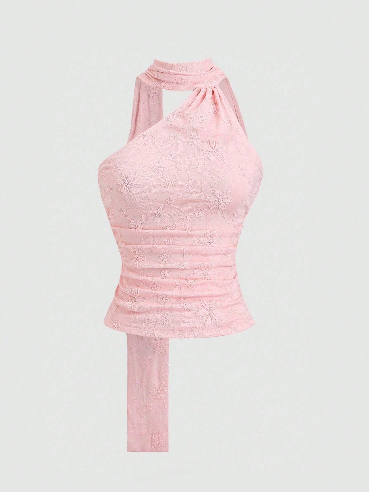Sweetra Women's Romantic Pink Chiffon Halter Neck Backless Halter Top, Soft And Breezy Summer Beach