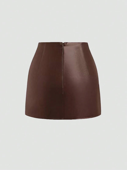 Sweetra Women's Sexy Bodycon Mini Skirt, Solid Black, Retro American Style, All Season