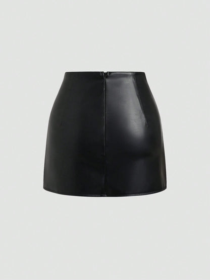 Sweetra Women's Sexy Bodycon Mini Skirt, Solid Black, Retro American Style, All Season