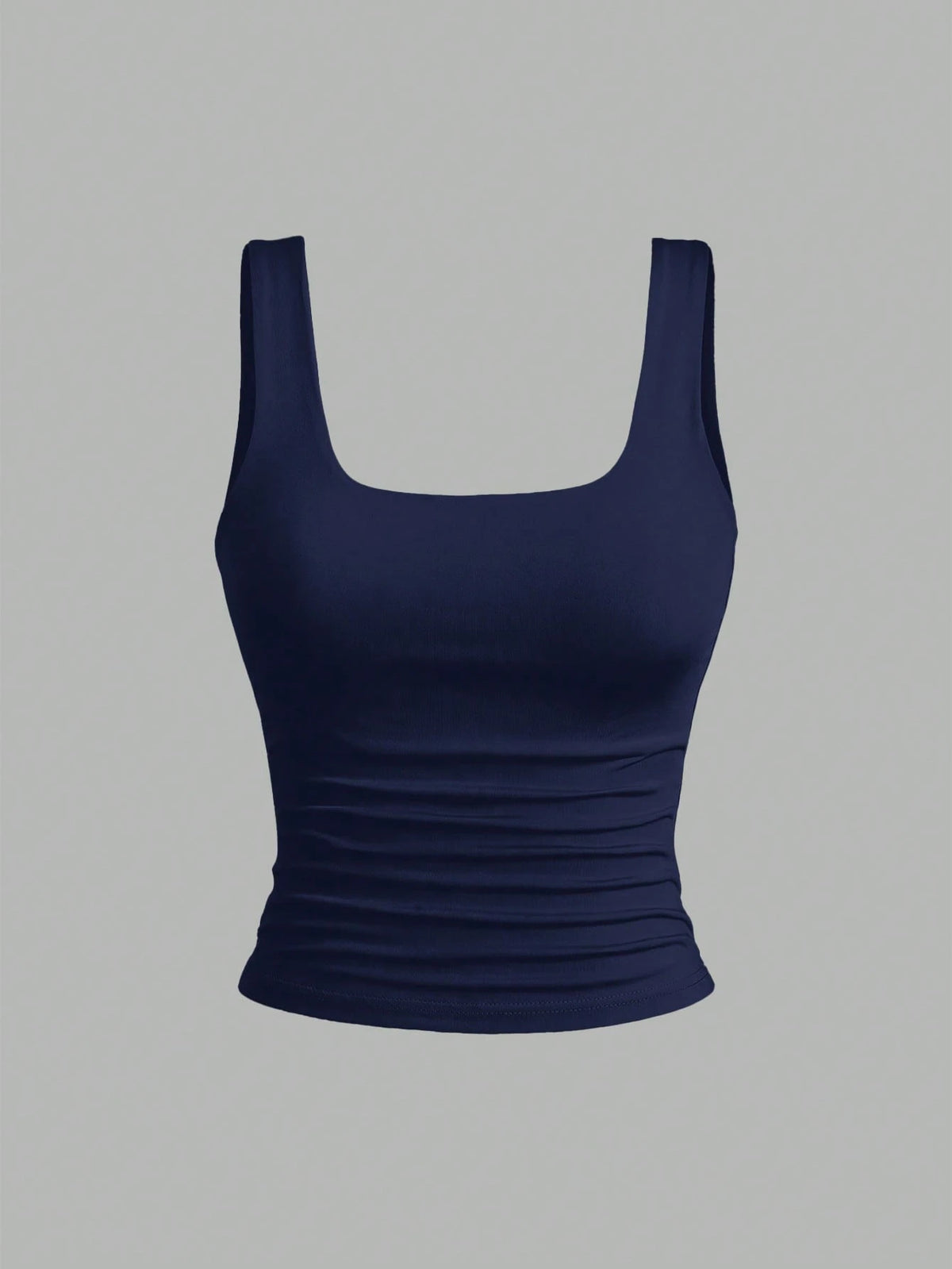 Sweetra Women's Solid Color Square Neck Pleated Fitted Casual Tank Top 3 Packs Tops Tank Tops Women Top