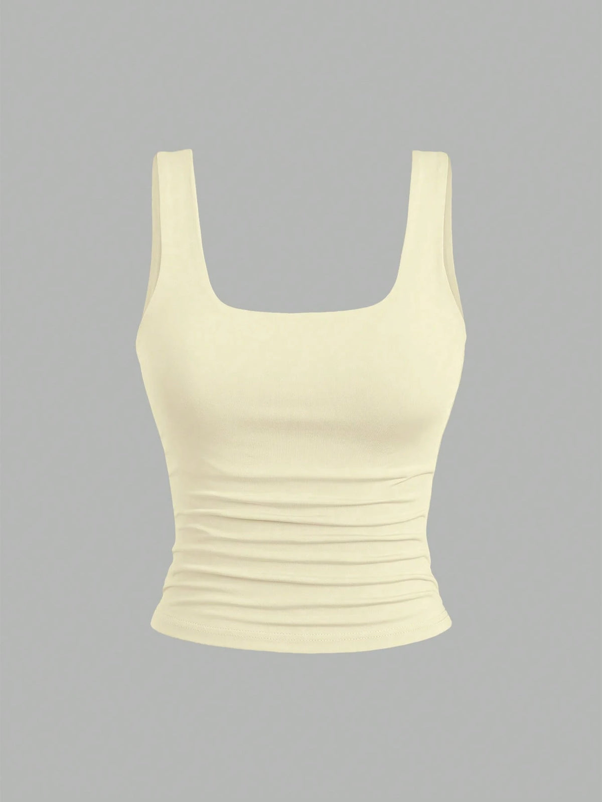 Sweetra Women's Solid Color Square Neck Pleated Fitted Casual Tank Top 3 Packs Tops Tank Tops Women Top