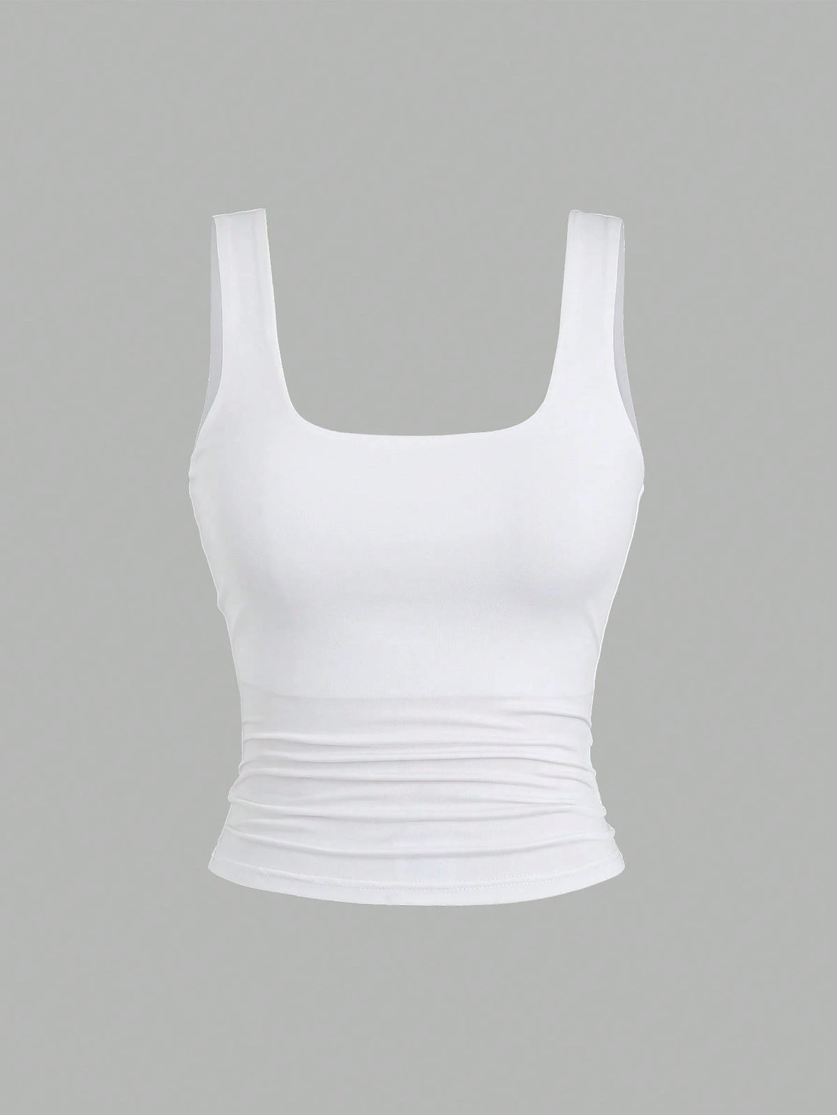 Sweetra Women's Solid Color Square Neck Pleated Fitted Casual Tank Top 3 Packs Tops Tank Tops Women Top