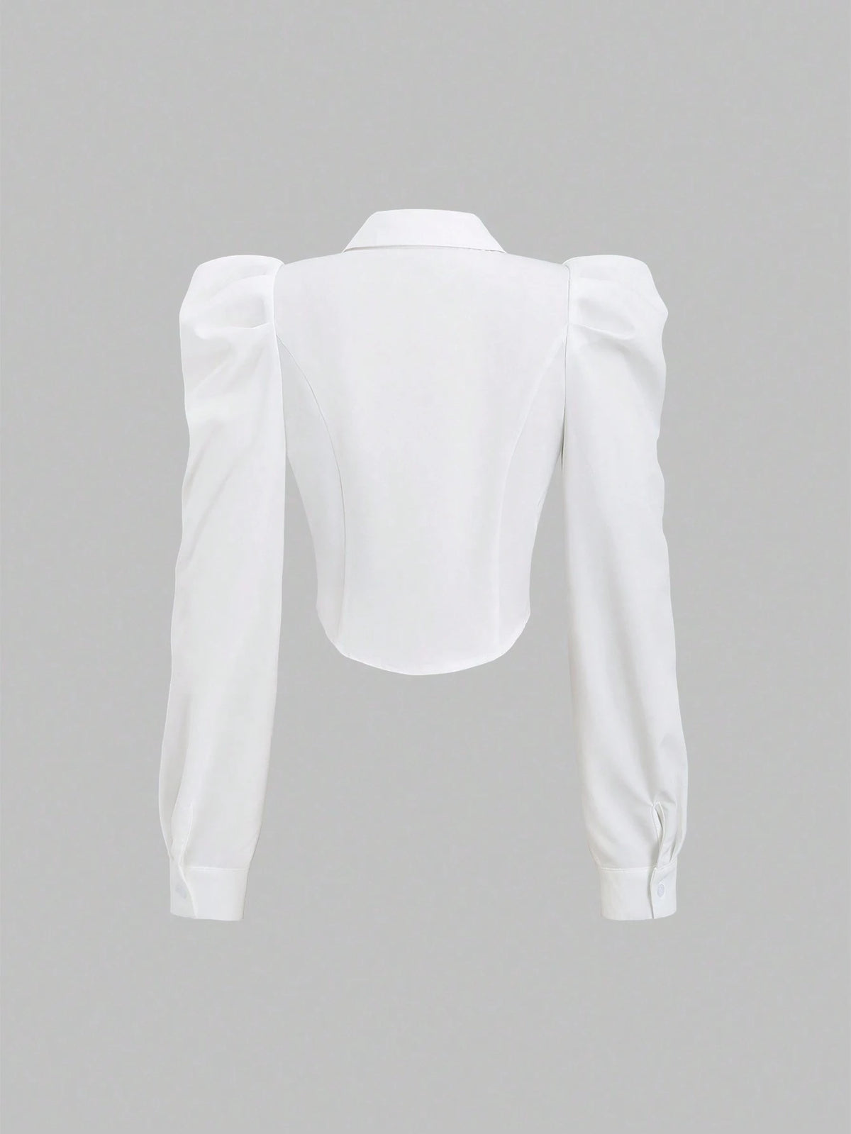Sweetra Women's Spring/Summer Casual Gigot Sleeve Fitted Solid Color Shirt Fall Cloth For Women