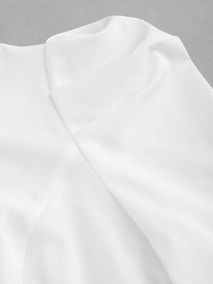 Sweetra Women's Spring/Summer Casual Gigot Sleeve Fitted Solid Color Shirt Fall Cloth For Women