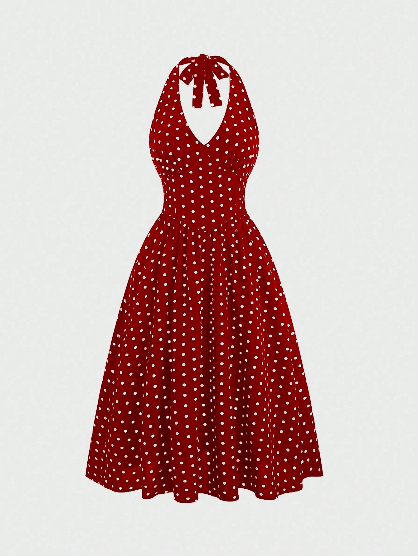 Sweetra Women Summer Casual Holiday Polka Dot Print Halter Backless Dress
