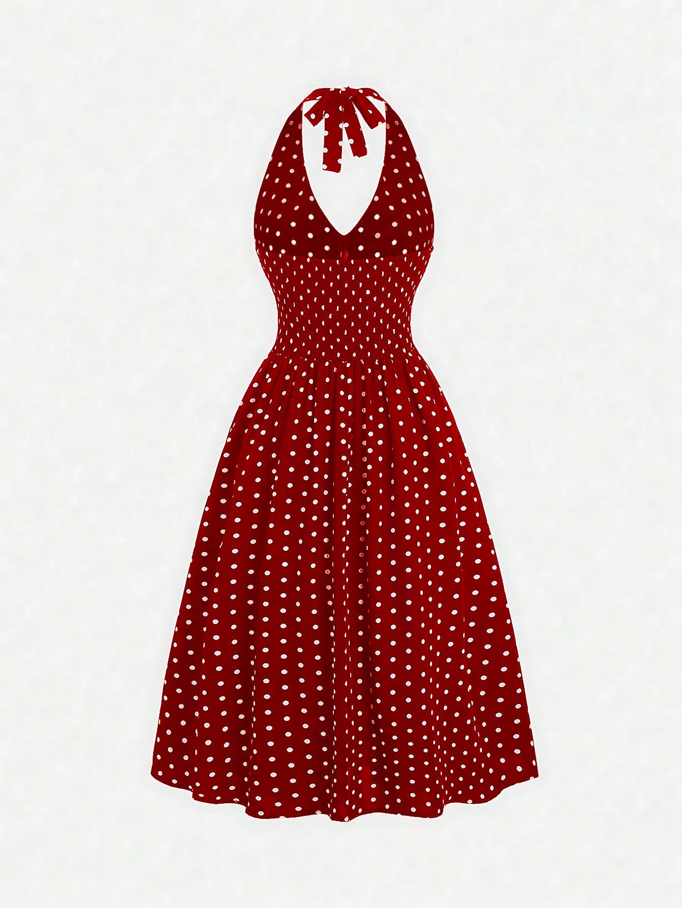 Sweetra Women Summer Casual Holiday Polka Dot Print Halter Backless Dress