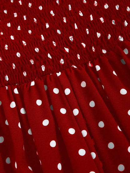 Sweetra Women Summer Casual Holiday Polka Dot Print Halter Backless Dress