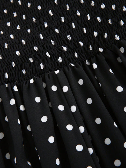 Sweetra Women Summer Casual Holiday Polka Dot Print Halter Backless Dress