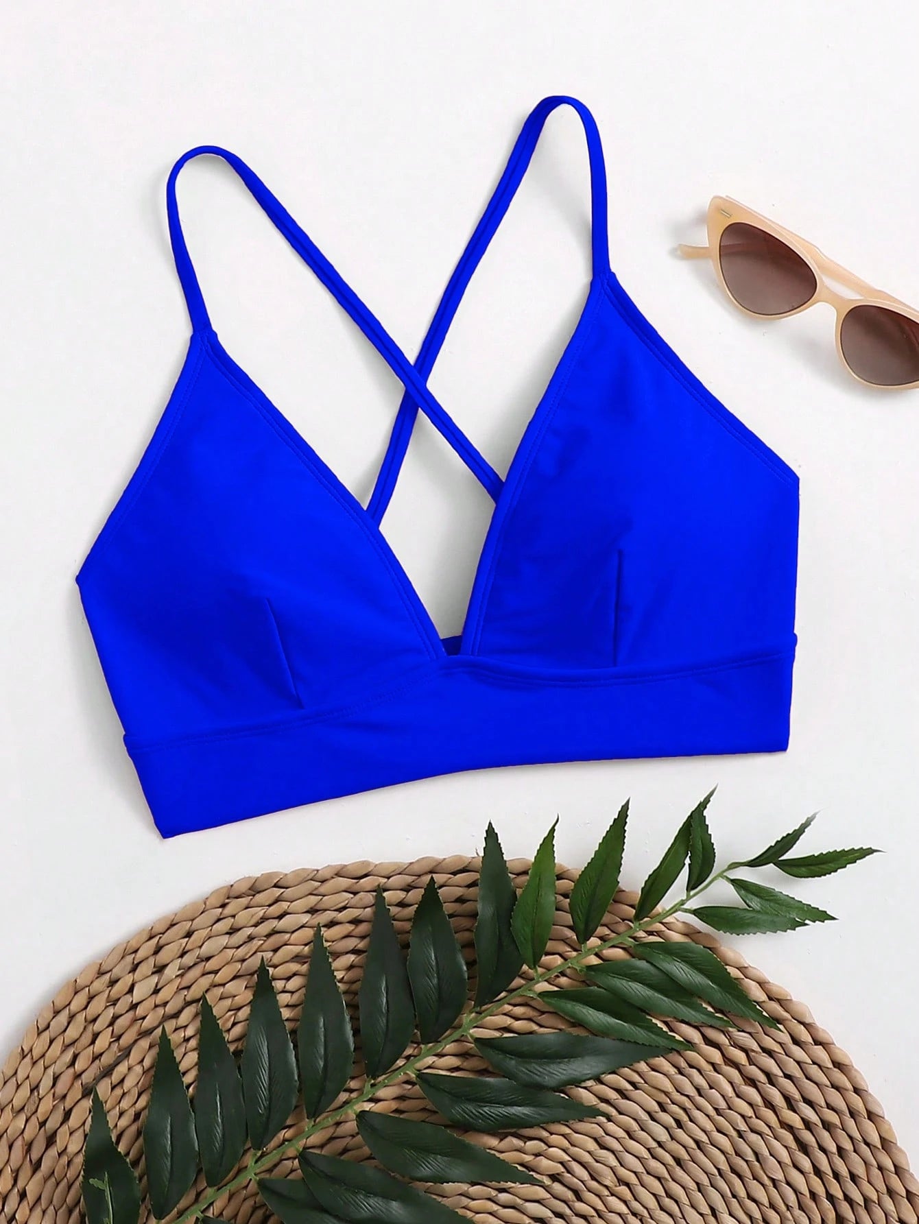 Swim Basics Summer Beach Criss Cross Back Bikini Top
