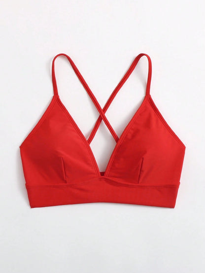Swim Basics Summer Beach Criss Cross Back Bikini Top