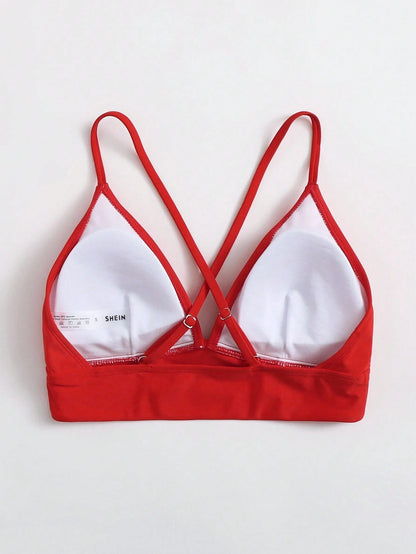 Swim Basics Summer Beach Criss Cross Back Bikini Top