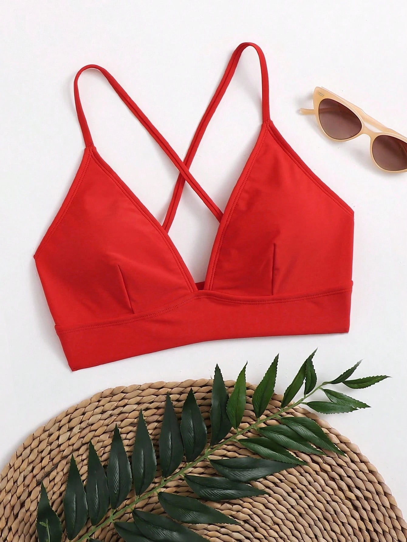 Swim Basics Summer Beach Criss Cross Back Bikini Top
