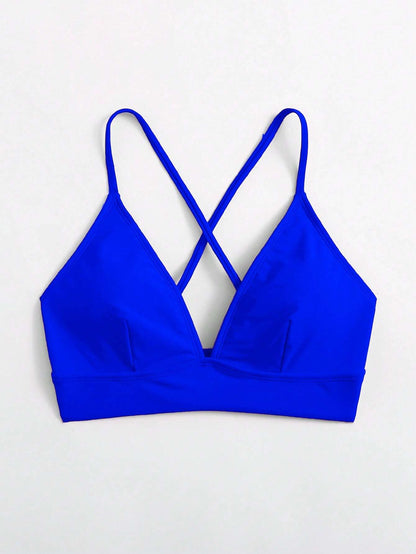 Swim Basics Summer Beach Criss Cross Back Bikini Top