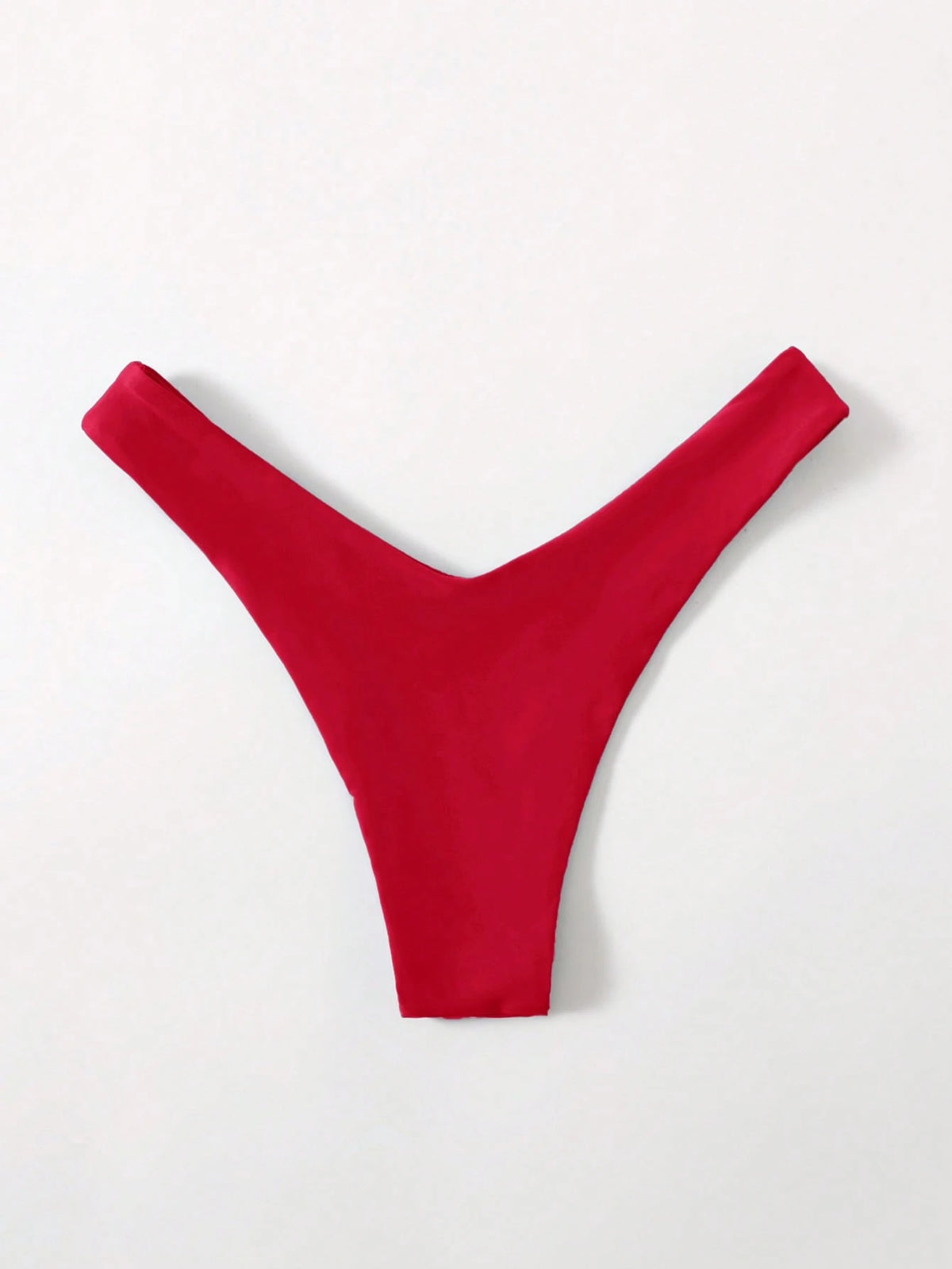 Swim Basics Women's Red Bikini Bottom,Summer Elegant Flowy Beach Holiday,Solid Color Cheeky Thong Swimwear,Simple Vacation Style Basic Bathing Suit SwimsuitsDate