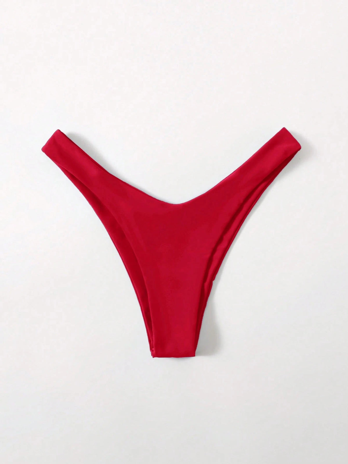 Swim Basics Women's Red Bikini Bottom,Summer Elegant Flowy Beach Holiday,Solid Color Cheeky Thong Swimwear,Simple Vacation Style Basic Bathing Suit SwimsuitsDate