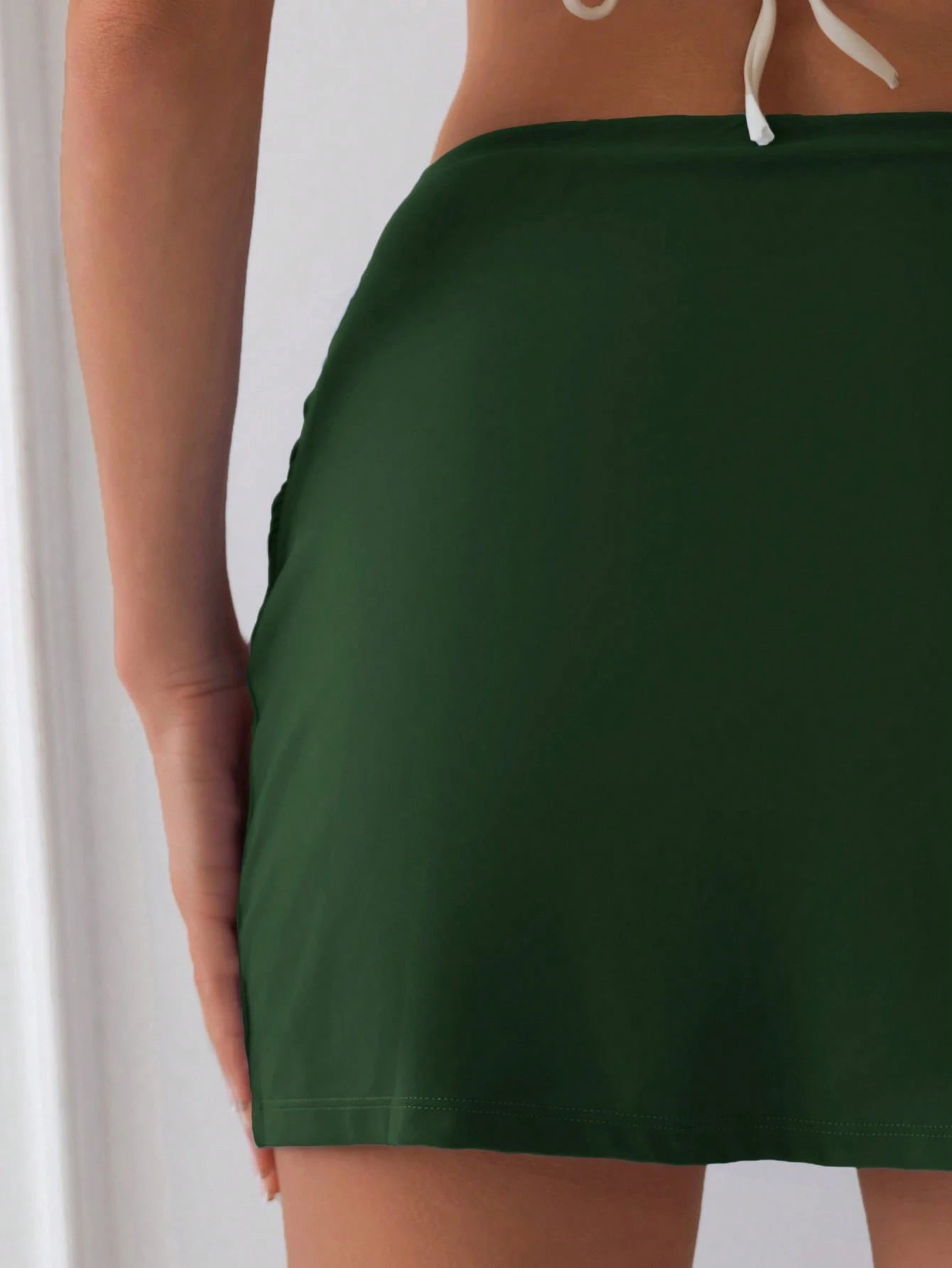 Swim Basics Women's Solid Color Pleated Mini Skirt Swimwear Bottom, Suitable For Summer Beach