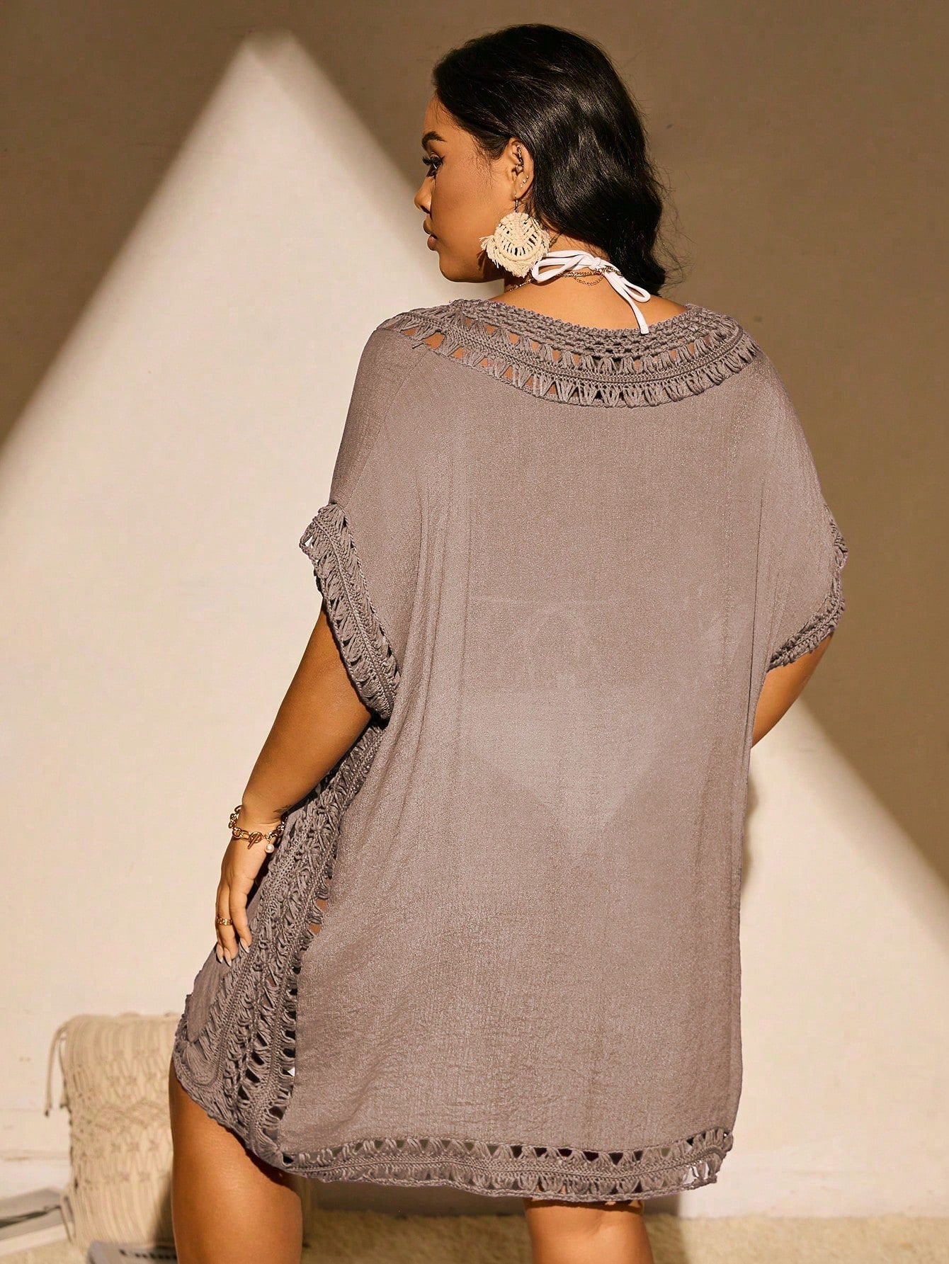 Swim Curve Plus Size Women Hand-Knitted Loose Plus Size Pullover For Summer Beach Vacation