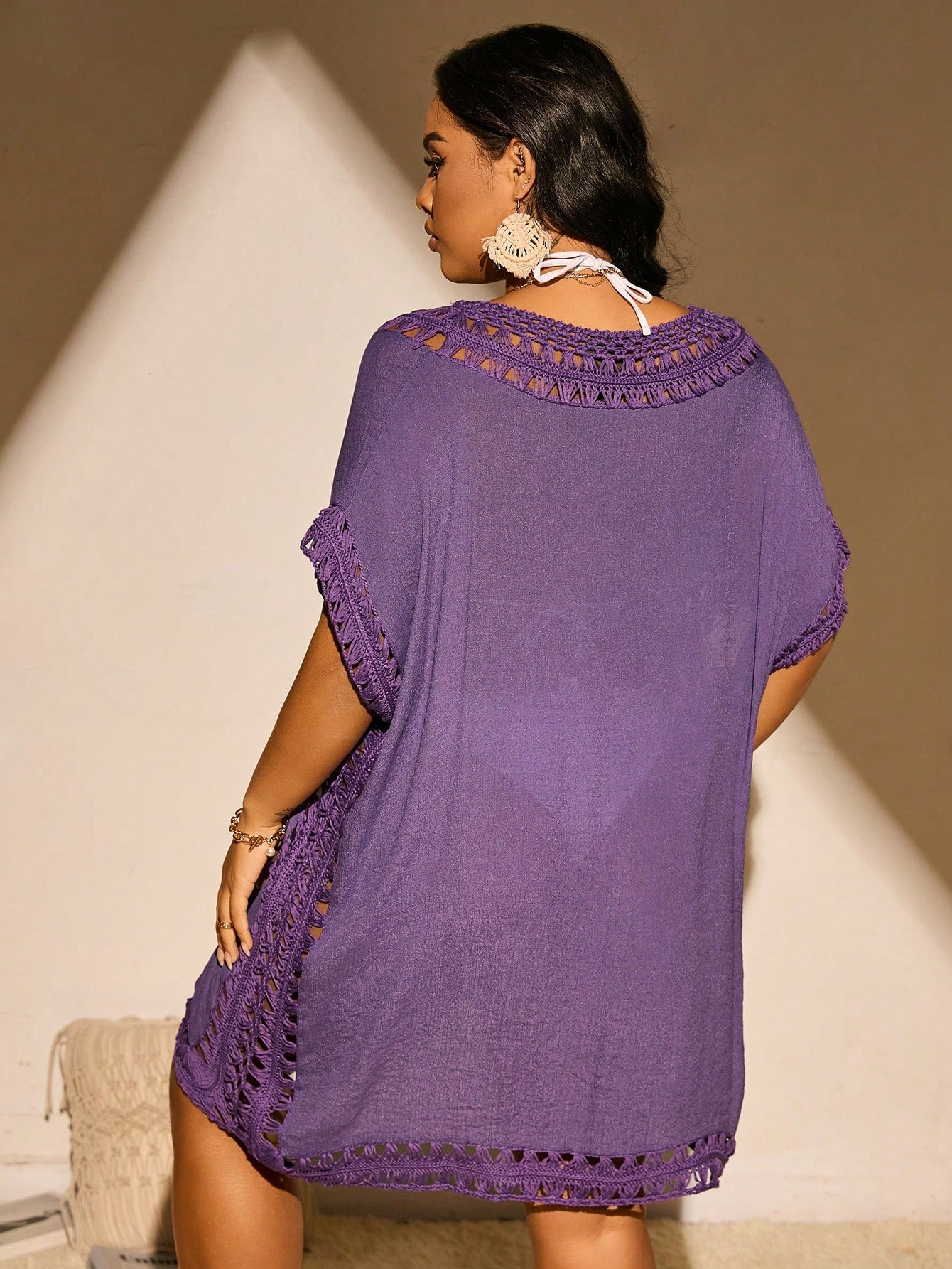 Swim Curve Plus Size Women Hand-Knitted Loose Plus Size Pullover For Summer Beach Vacation