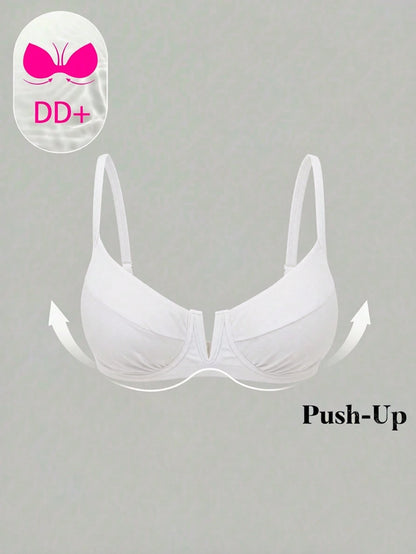 Swim DD+ DD+ Women's Solid Color Spaghetti Strap Adjustable Shoulder Strap Back Buckle Front V-Neck Camisole Top