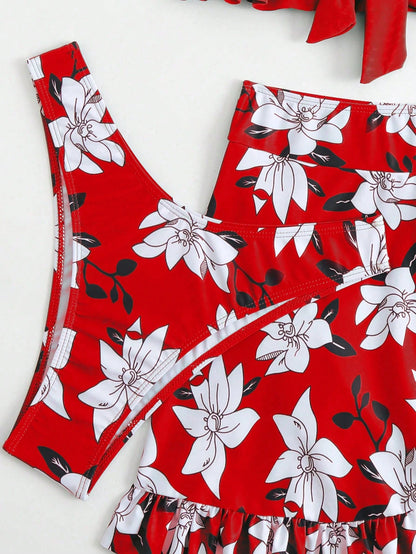 Swim Lushoire 3pcs/Set Random Print Tankini Swimsuit