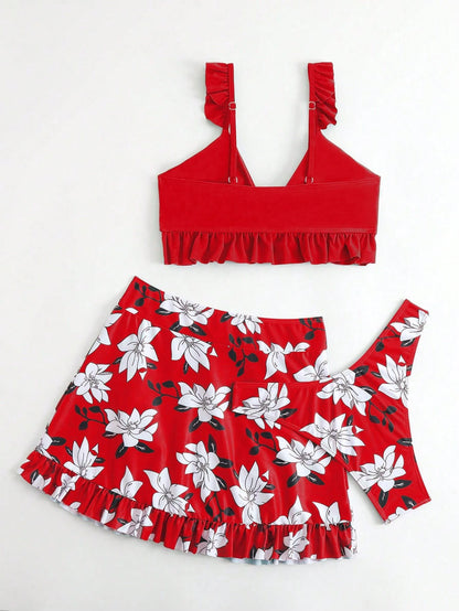 Swim Lushoire 3pcs/Set Random Print Tankini Swimsuit