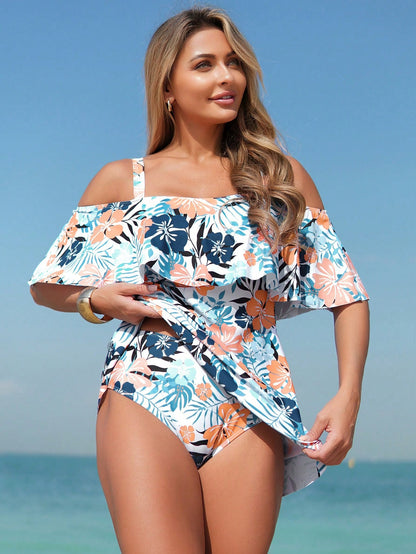 Swim Lushoire New Fashion Beach Outfits For Women, Flattering Rash Guard & Swim Skirt Set, Suitable For Beach, Spa For Summer Beach Vacation