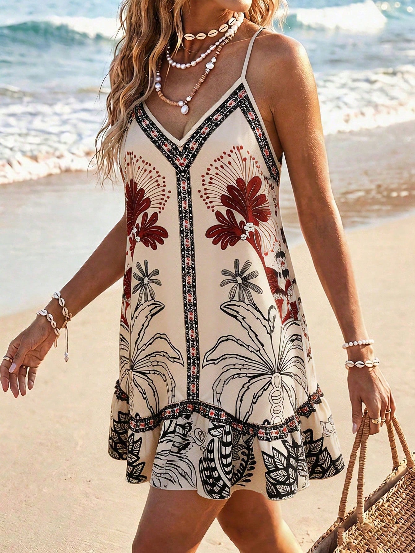 Swim Lushoire New Women's Leopard Print Spaghetti Strap Dress Cover-Up, Beach Vacation Outfit, Elegant Women's Dress, Women's Easter Dress, Women's Casual Dress, Women's Vacation Dress, Women's Countr