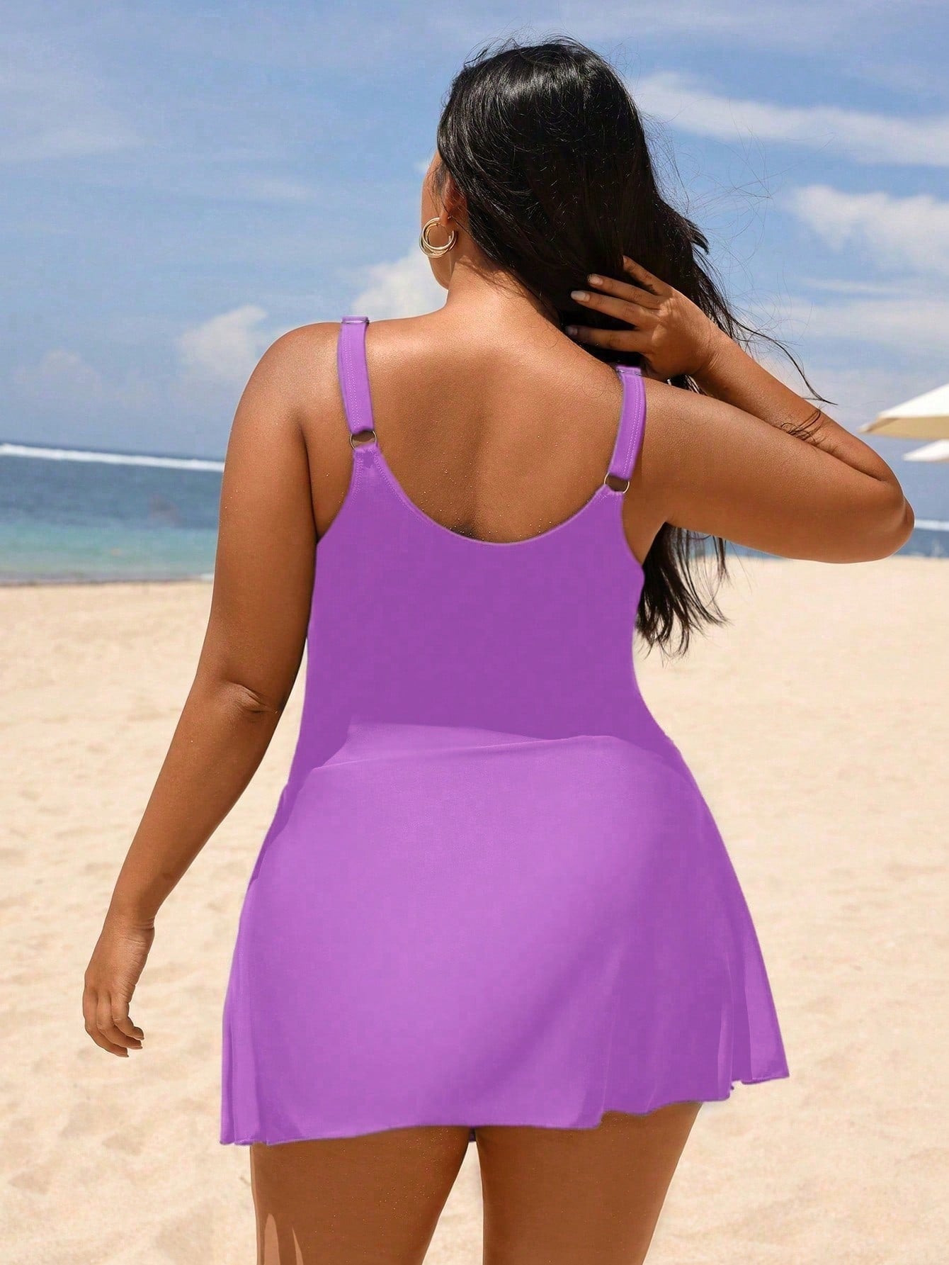 Swim Lushoire Plus Size Fashionable Side Tie Ruched One-Piece Swimsuit Summer