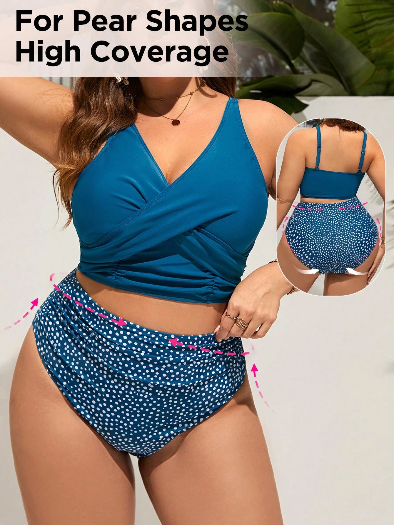 Swim Lushoire Plus Size Women Leopard Print Tankini Swimwear Set, Summer Beach